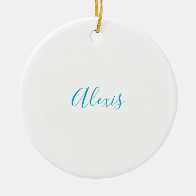 Décoration En Céramique Nom Calligraphie Écriture Simple Plain Blanc Bleu (Devant)