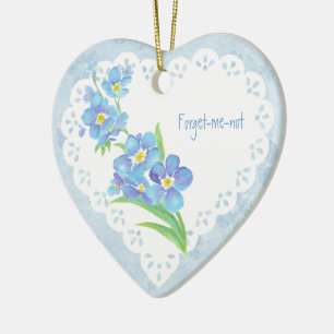 Décoration En Céramique Nom Daté Personnalisé Forget-me-not Watercolor Flo