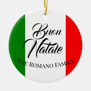 Décoration En Céramique Nom de famille Buon Natale Italie Drapeau