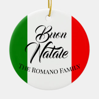 Décoration En Céramique Nom de famille Buon Natale Italie Drapeau
