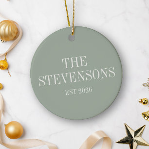 Décoration En Céramique Nom de famille Dernière Date Poussiéreux Sage Noël