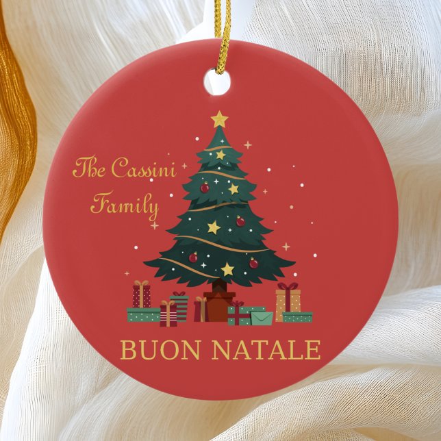 Décoration En Céramique Nom de famille italien Buon Natale Custom Tree (Créateur téléchargé)