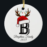 Décoration En Céramique Nom de famille monogramme Noël du Père Noël<br><div class="desc">Nom de famille monogramme Noël du Père Noël</div>