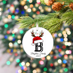 Décoration En Céramique Nom de famille monogramme Noël du Père Noël<br><div class="desc">Nom de famille monogramme Noël du Père Noël</div>