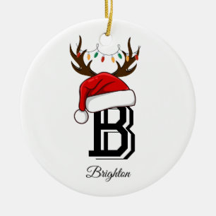 Décoration En Céramique Nom de famille monogramme Noël du Père Noël