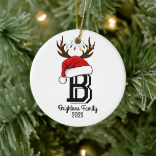 Décoration En Céramique Nom de famille monogramme Noël du Père Noël