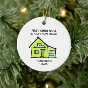 Décoration En Céramique Nom De Famille Premier Noël Dans Notre Nouvelle Ma