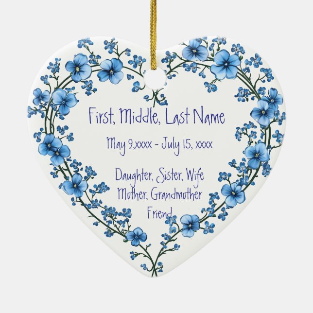 Décoration En Céramique Nom de la date personnalisée Fleur d'aquarelle pho (Dos)