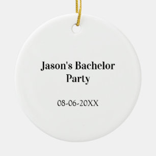 Décoration En Céramique Nom de la fête de bachelor date simple minimal mei
