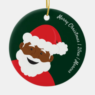 Décoration En Céramique Nom de la peau Brown du Père Noël Année Joyeux 