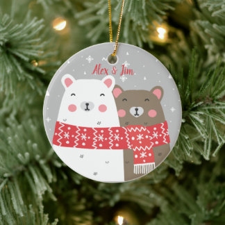 Décoration En Céramique Nom de l'ours doux Hiver Premier Noël Marié