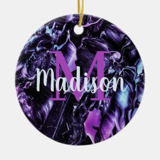 Décoration En Céramique Nom de marbre personnalisé violet cadeau personnal