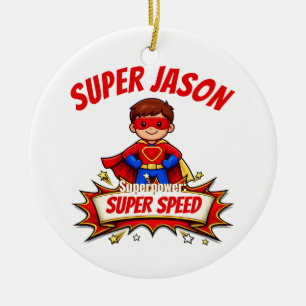 Décoration En Céramique Nom de super-héros personnalisé pour enfants