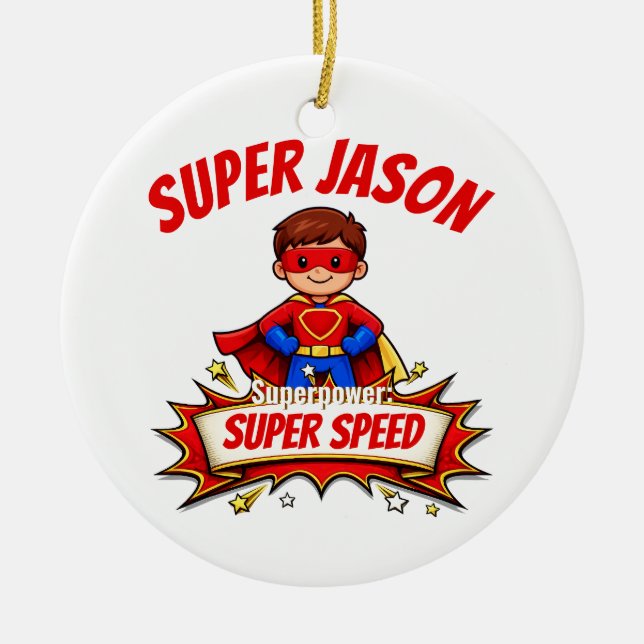 Décoration En Céramique Nom de super-héros personnalisé pour enfants (Devant)