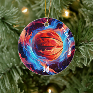 Décoration En Céramique Nom du basket-ball et numéro du joueur Feu et glac