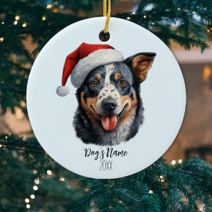 Décoration En Céramique Nom du chien de bétail australien Année Aquarelle
