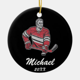 Décoration En Céramique Nom du joueur de hockey personnalisé tendance