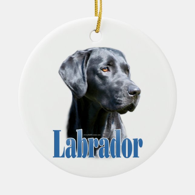 Décoration En Céramique Nom du Labrador (noir) (Devant)