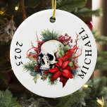 Décoration En Céramique Nom du monogramme du crâne de Noël<br><div class="desc">Cette conception peut être personnalisée en choisissant l'option Modifier la conception. Vous pouvez également transférer sur d'autres objets. Contactez-moi à l'adresse colorflowcreations@gmail.com ou utilisez l'option conversation en haut de la page si vous souhaitez avoir cette conception sur un autre produit ou si vous avez besoin d'aide pour cette conception. Voir...</div>