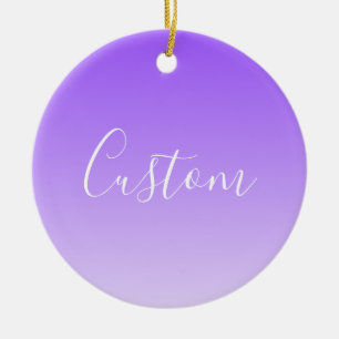 Décoration En Céramique Nom en écriture cursive & ombre légère violet clai