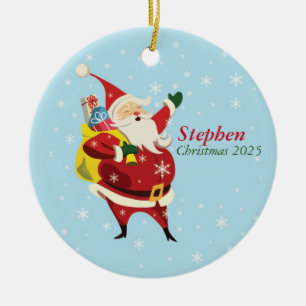 Décoration En Céramique Nom et année de l'organisme Père Noël personnalisé
