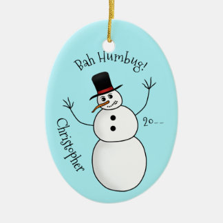Décoration En Céramique Nom et année du bonhomme de neige grossier