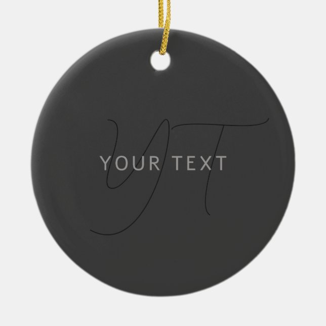 Décoration En Céramique Nom et monogramme du cool | gris foncé (Devant)