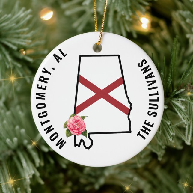 Décoration En Céramique Nom personnalisé Alabama Drapeau et fleur Ensemble (Créateur téléchargé)
