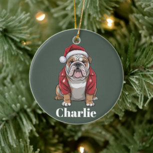 Décoration En Céramique Nom personnalisé Bulldog anglais Chien Noël 