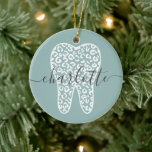 Décoration En Céramique Nom personnalisé Dental Empreinte de léopard Doth<br><div class="desc">Nom personnalisé Dental Empreinte de léopard Doth Gifts!</div>