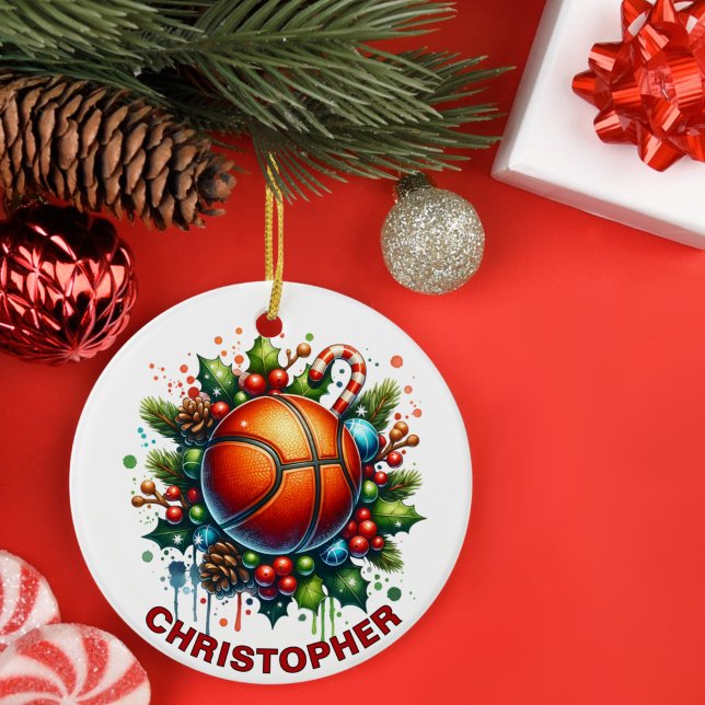 Décoration En Céramique Nom personnalisé du basket de Noël (Créateur téléchargé)