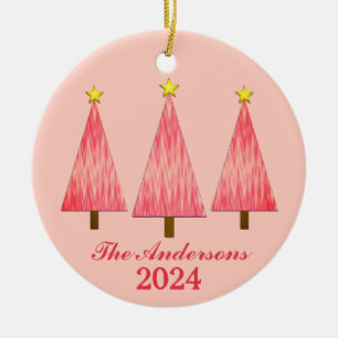 Décoration En Céramique Nom personnalisé et année Corail Noël Arbres