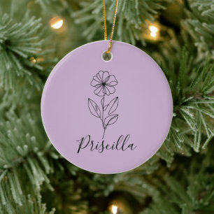 Décoration En Céramique Nom personnalisé Février violet Fleur de naissance