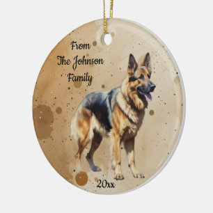 Décoration En Céramique Nom personnalisé, Noël daté Berger allemand