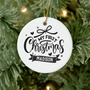 Décoration En Céramique Nom personnalisé Premier Noël du bébé personnalisé
