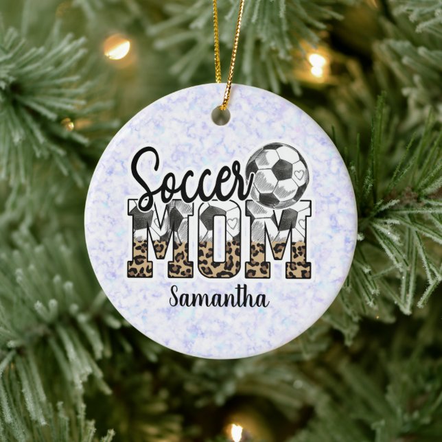 Décoration En Céramique Nom personnalisé Soccer Maman | Fête des mères (Arbre)