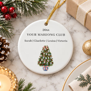 Décoration En Céramique Noms des membres du club de Mahjong Noël