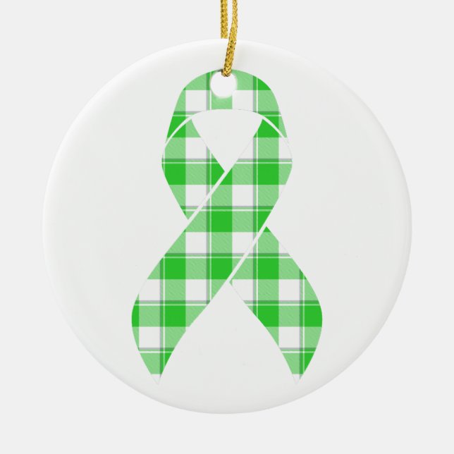 Décoration En Céramique Non-Hodgkin's Lymphoma Plaid Green Ribbon (Devant)