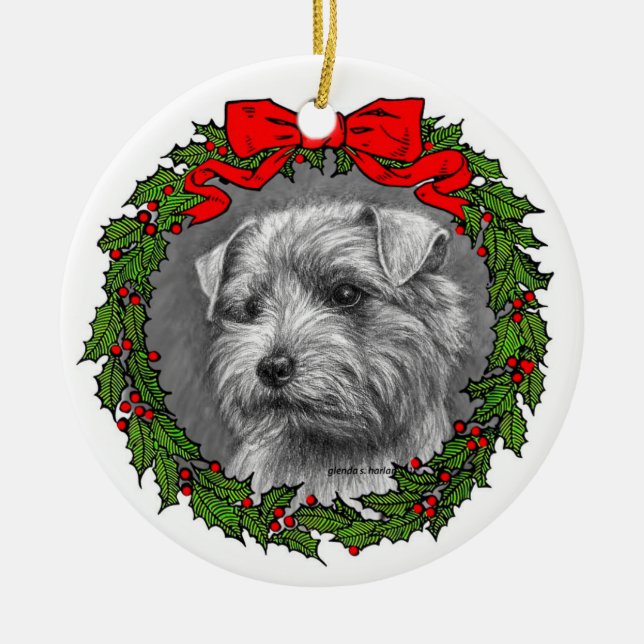 Décoration En Céramique Norfolk Terrier Art par Glenda S. Harlan (Devant)