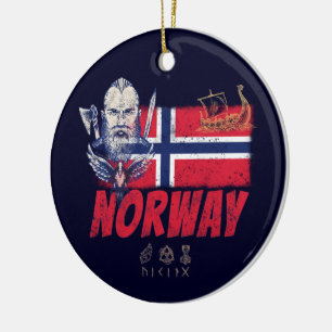 Décoration En Céramique Norvège Vive Drapeau Vintage Et Souvenir De Navire