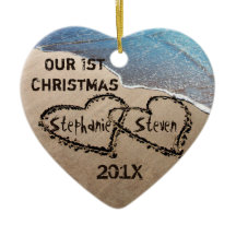 Nos Deux Coeurs De Noël Dans L'Ornement Du Sable