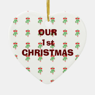 DÉCORATION EN CÉRAMIQUE NOTRE 1ÈRE NOËL / MISTLETOE SUR LE MÊME ORNAMENT
