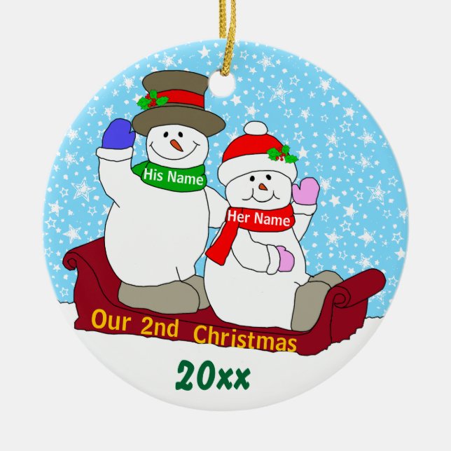 Décoration En Céramique Notre 2ème Noël (Devant)