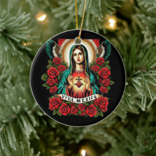 Décoration En Céramique Notre-Dame de Guadalupe Mère Mary Viva Mexique art