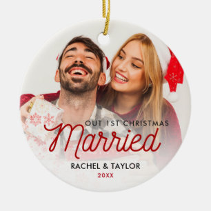 Décoration En Céramique Notre mignon de photo de nouveaux mariés d'abord