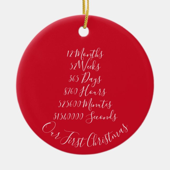 Décoration En Céramique Notre premier anniversaire de Noël marié 1 an (Devant)