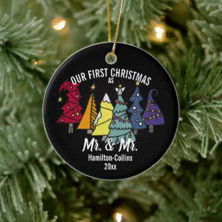 Décoration En Céramique Notre premier arbre de Noël Rainbow Pride Personna