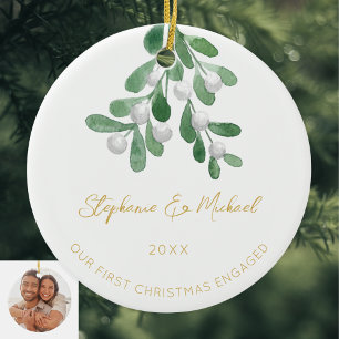 Décoration En Céramique Notre premier Noël de fiançailles Guiette dorée Ph