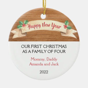Décoration En Céramique Notre premier Noël en famille de 4 