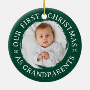 Décoration En Céramique Notre premier Noël en grands-parents - Photo Green